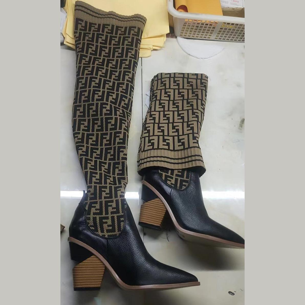 Fendi FF Cowboy Over the Knee Sock Boots  - PerfectKickZ