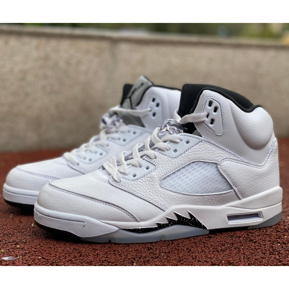 Air Jordan 5 White/Black-Sail-Metallic Silver Sneakers    DD0587-110 - PerfectKickZ