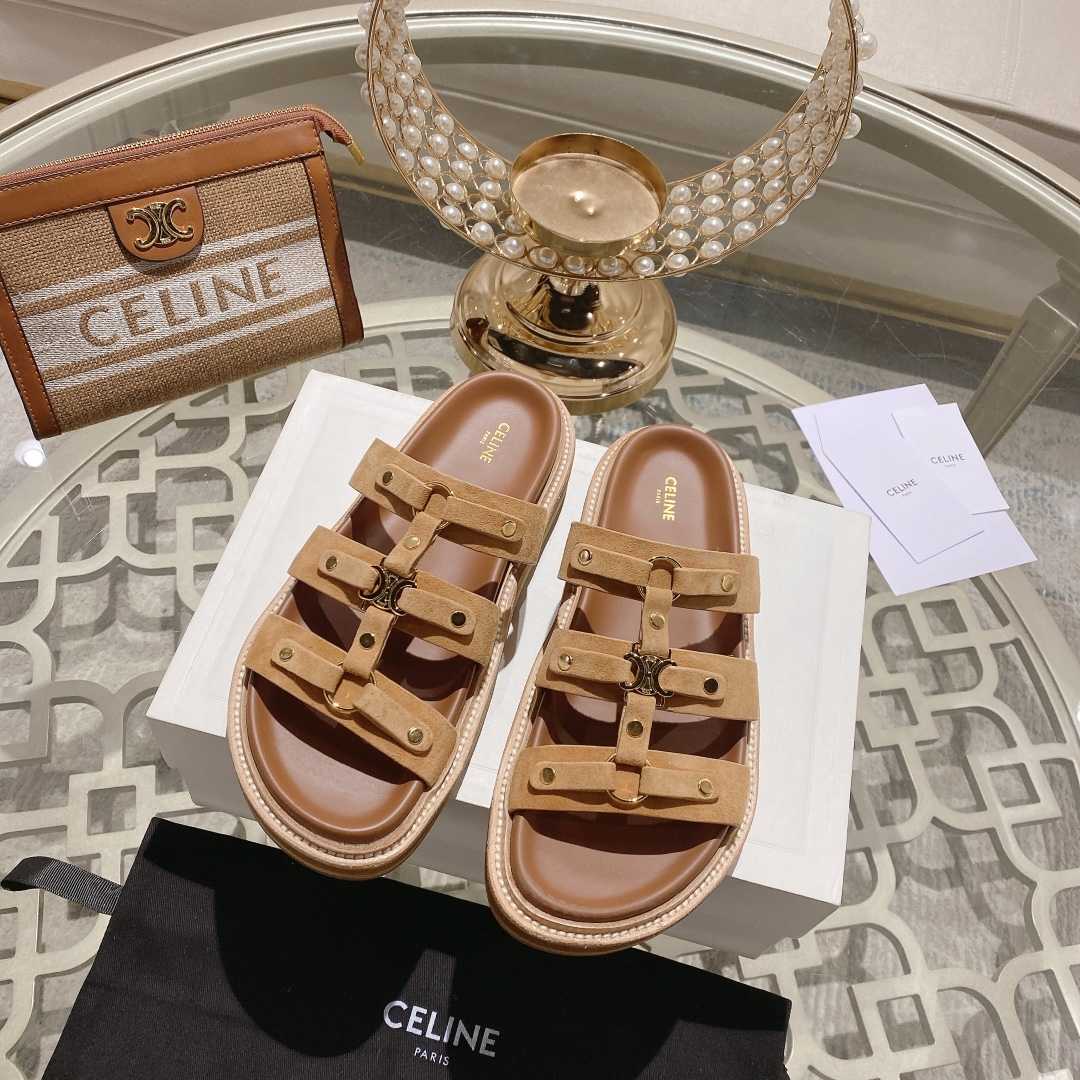 Celine Slides Tippi In  Suede Calfskin - PerfectKickZ