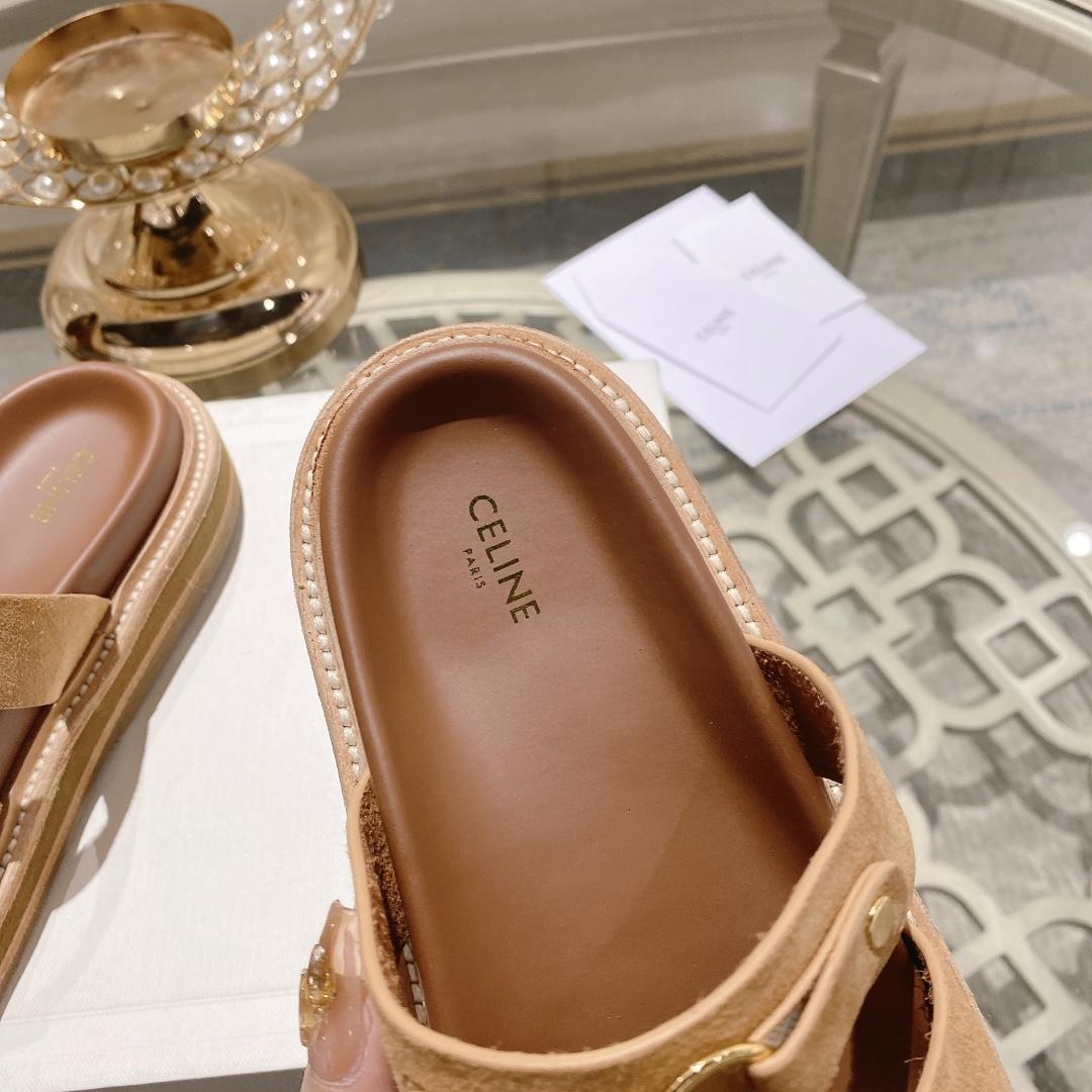Celine Slides Tippi In  Suede Calfskin - PerfectKickZ
