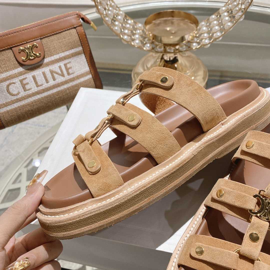 Celine Slides Tippi In  Suede Calfskin - PerfectKickZ