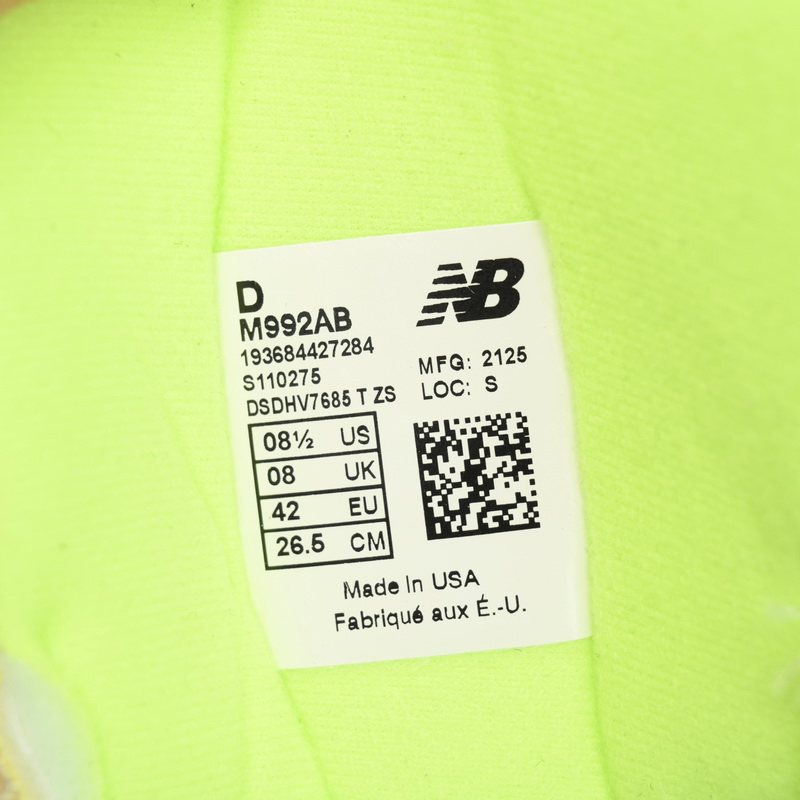 New Balance 992 Yellow Green Powder Sneakers      M992AB - PerfectKickZ