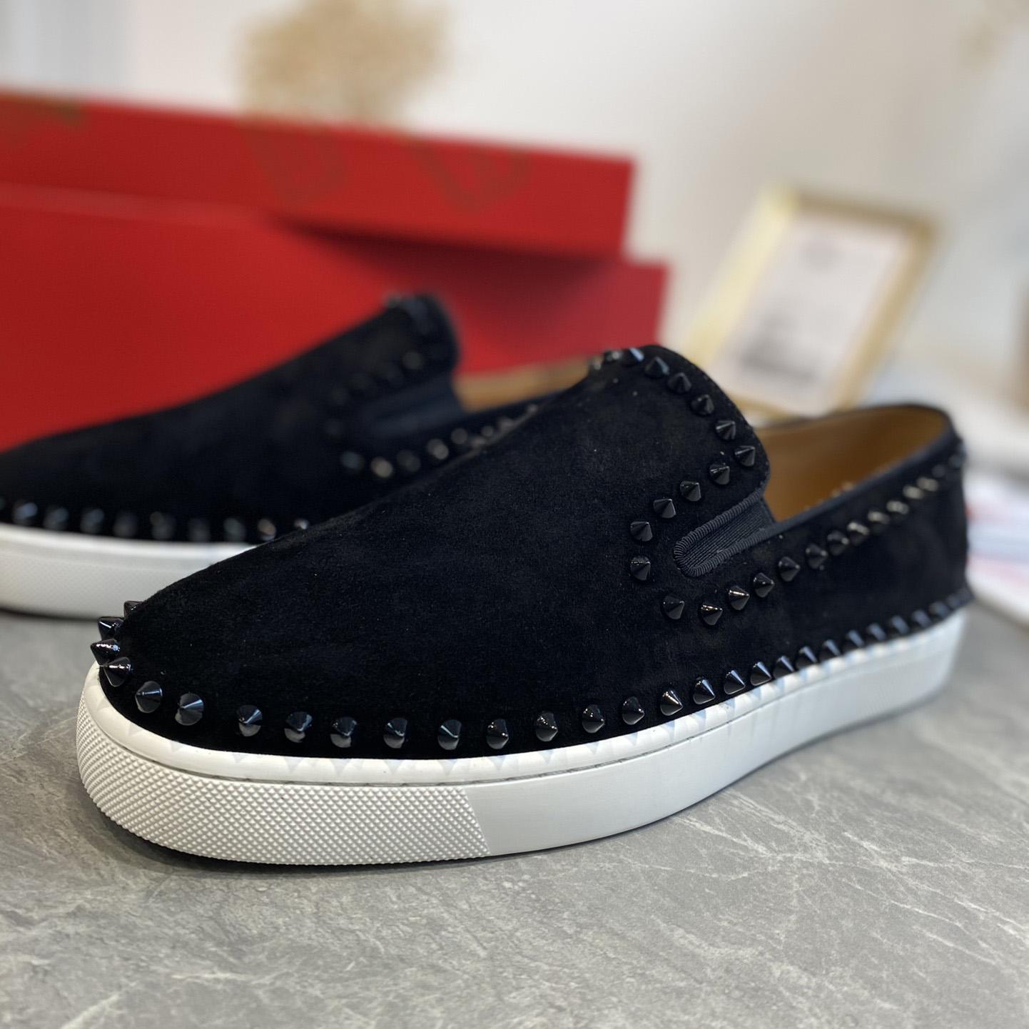 Christian Louboutin Stud Embellished Slip-On Loafers - PerfectKickZ