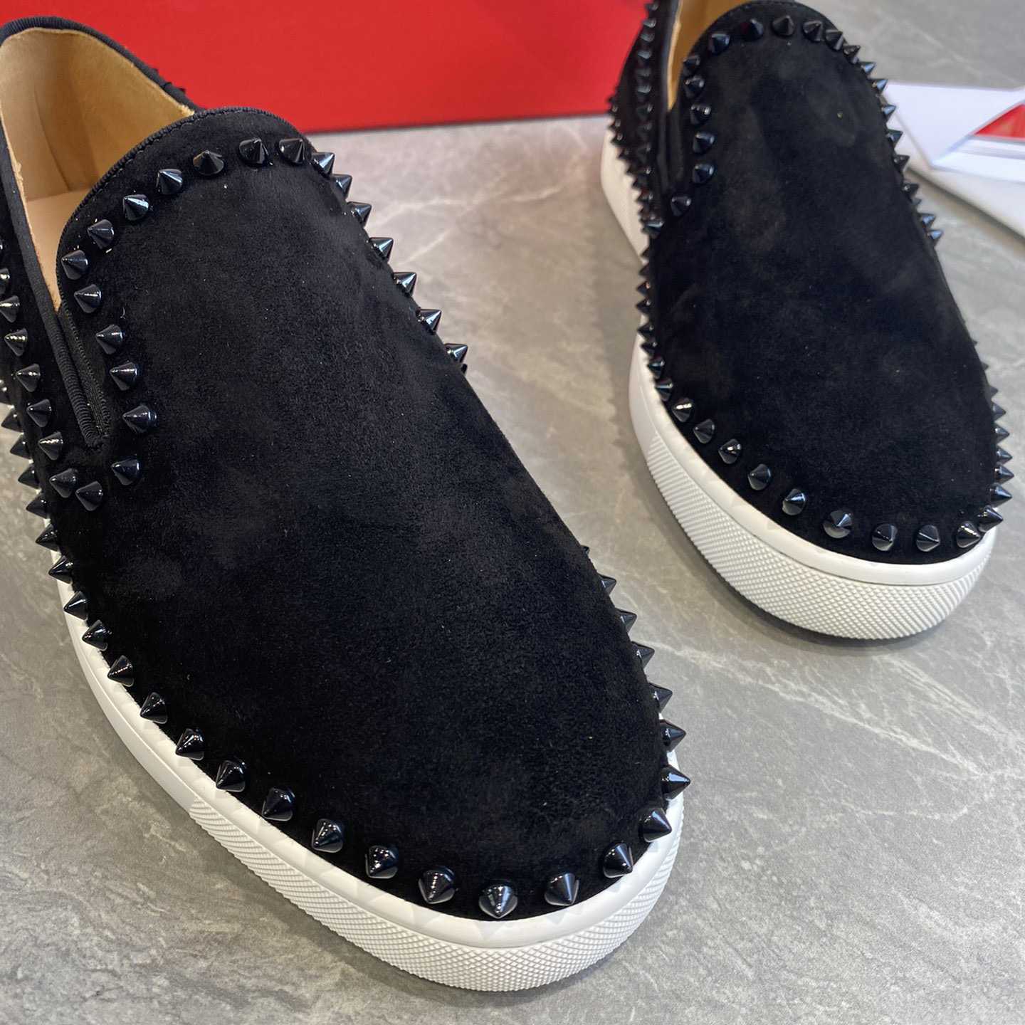 Christian Louboutin Stud Embellished Slip-On Loafers - PerfectKickZ