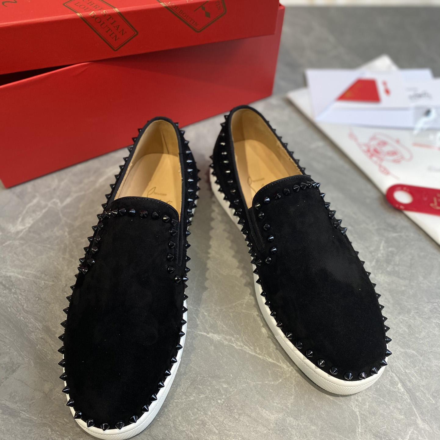 Christian Louboutin Stud Embellished Slip-On Loafers - PerfectKickZ