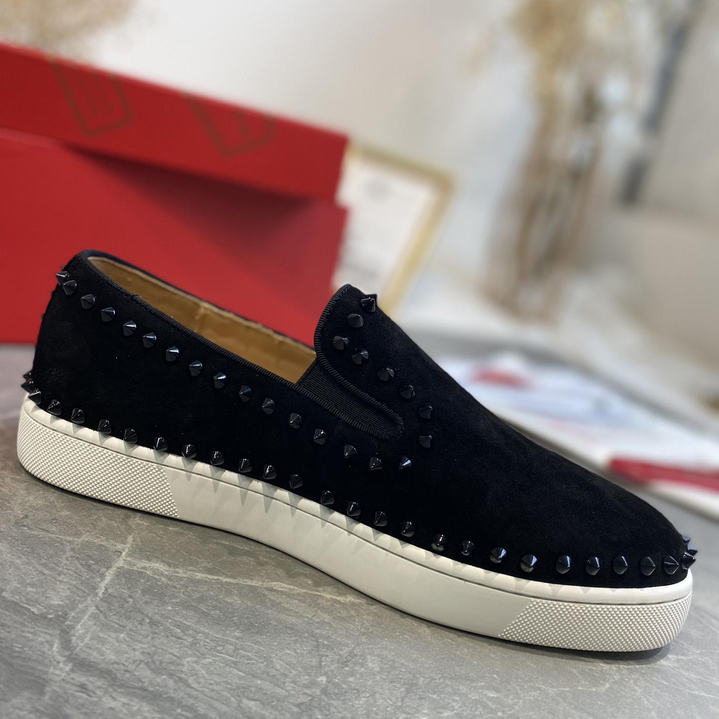 Christian Louboutin Stud Embellished Slip-On Loafers - PerfectKickZ