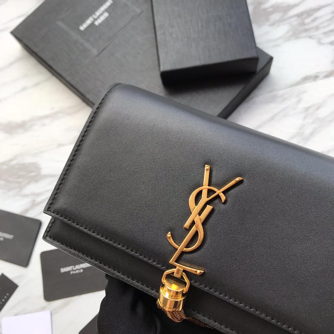Saint Laurent Satin Kate Chain Wallet (19*12.5*4cm) - PerfectKickZ