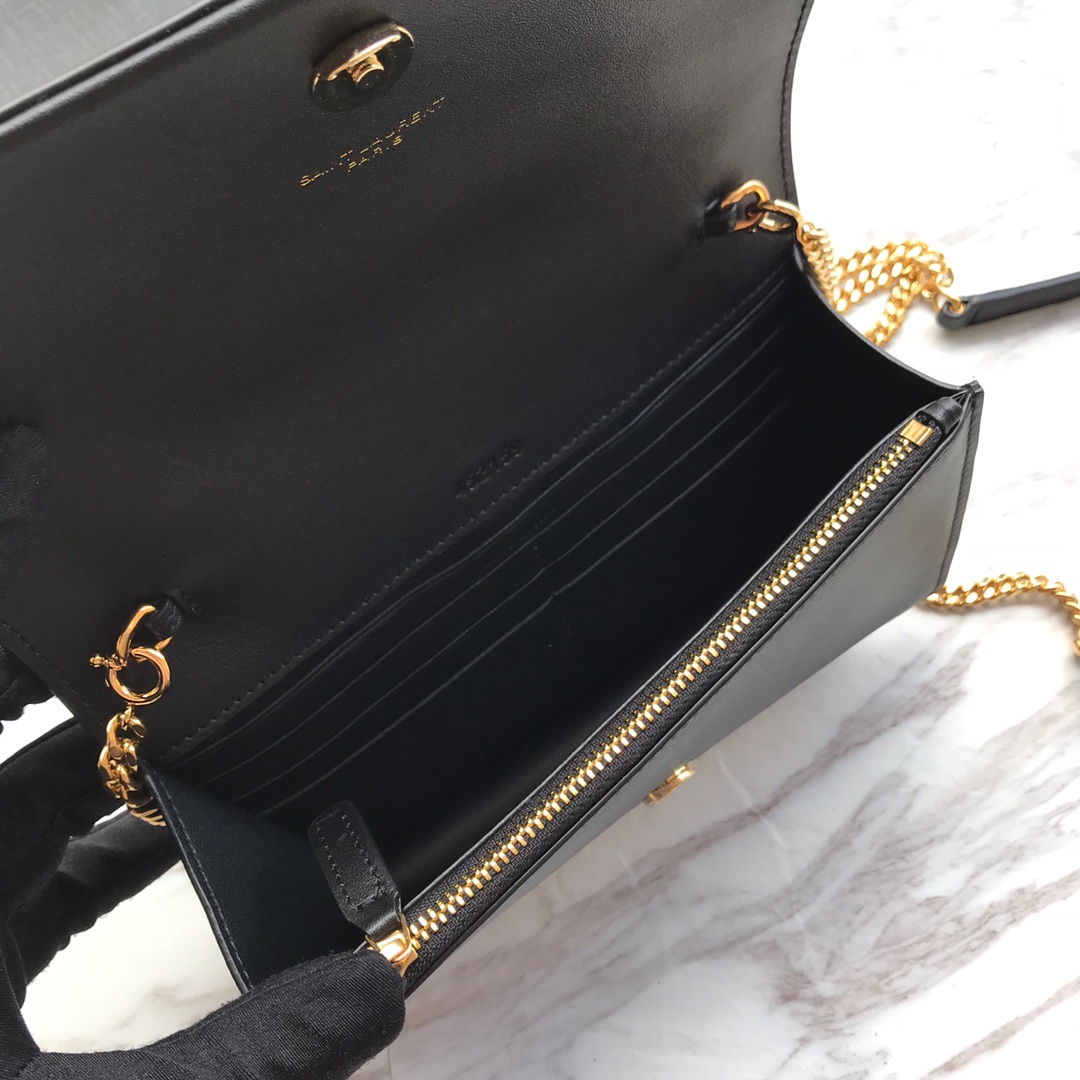 Saint Laurent Satin Kate Chain Wallet (19*12.5*4cm) - PerfectKickZ