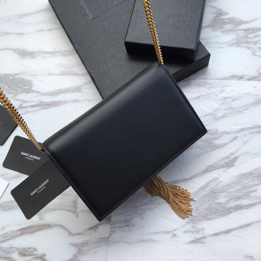 Saint Laurent Satin Kate Chain Wallet (19*12.5*4cm) - PerfectKickZ