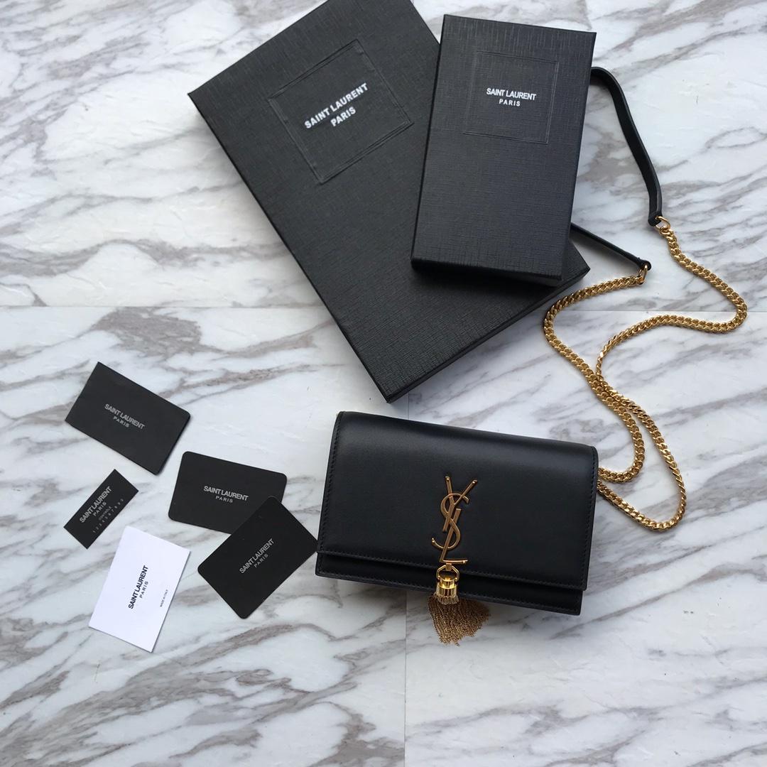 Saint Laurent Satin Kate Chain Wallet (19*12.5*4cm) - PerfectKickZ