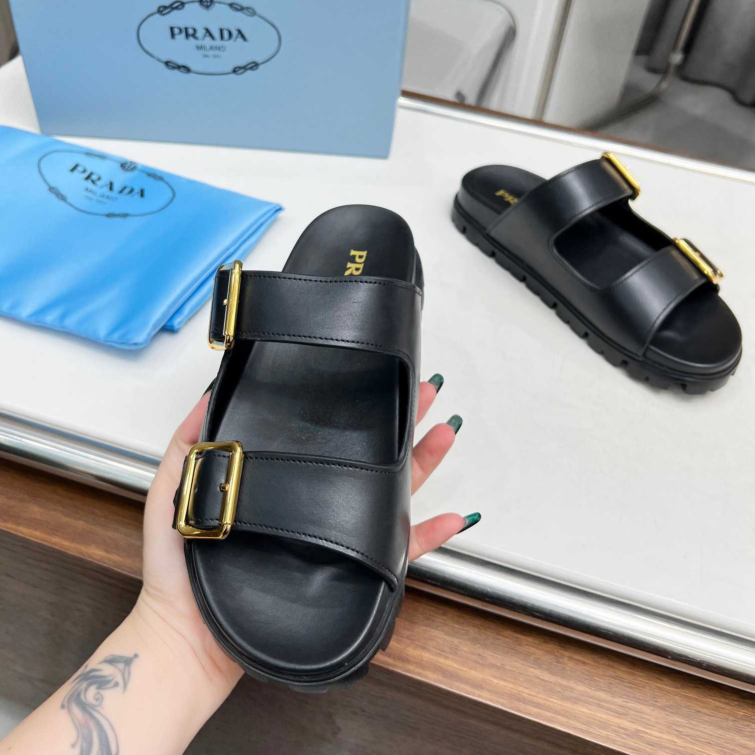 Prada Leather Strap Slides - PerfectKickZ