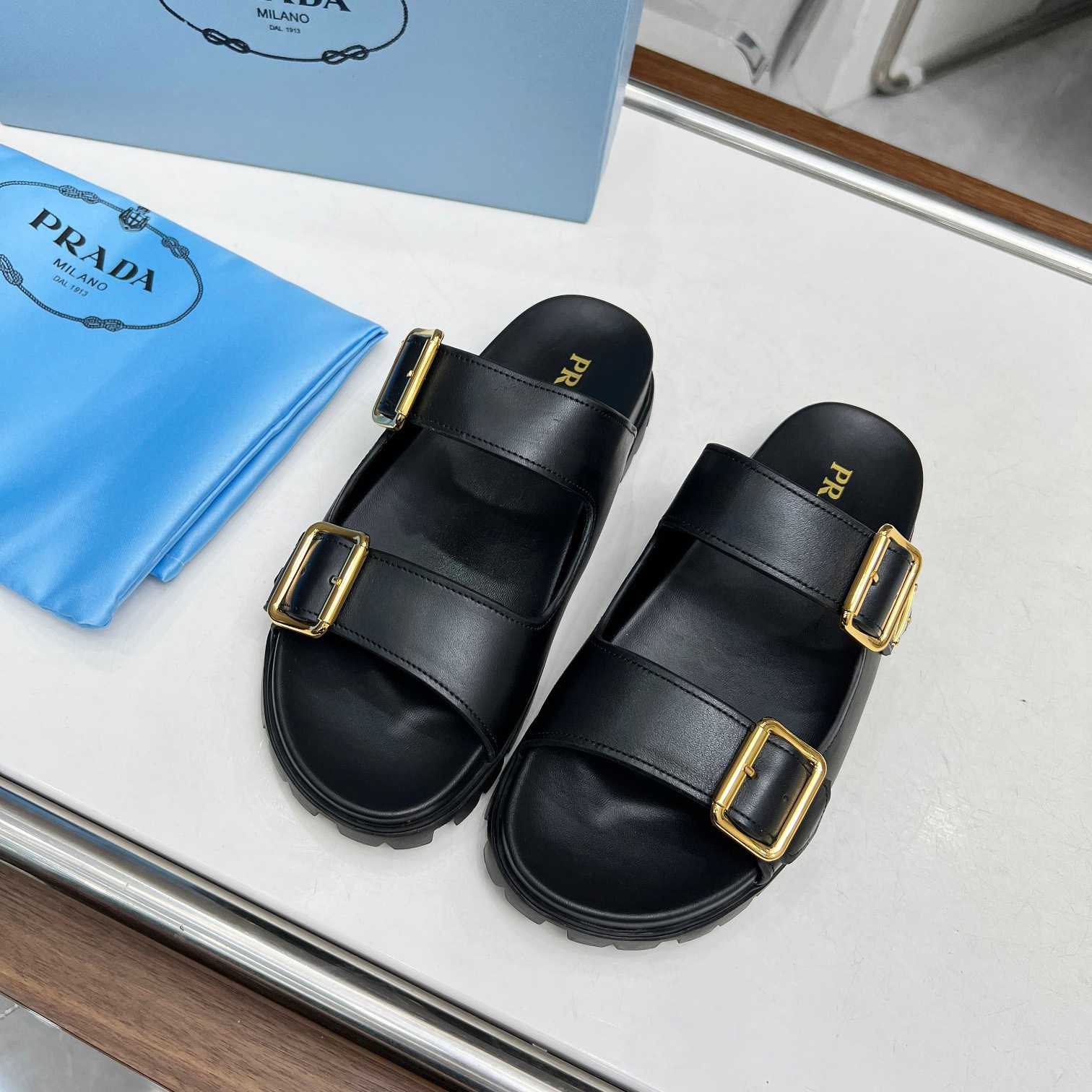 Prada Leather Strap Slides - PerfectKickZ