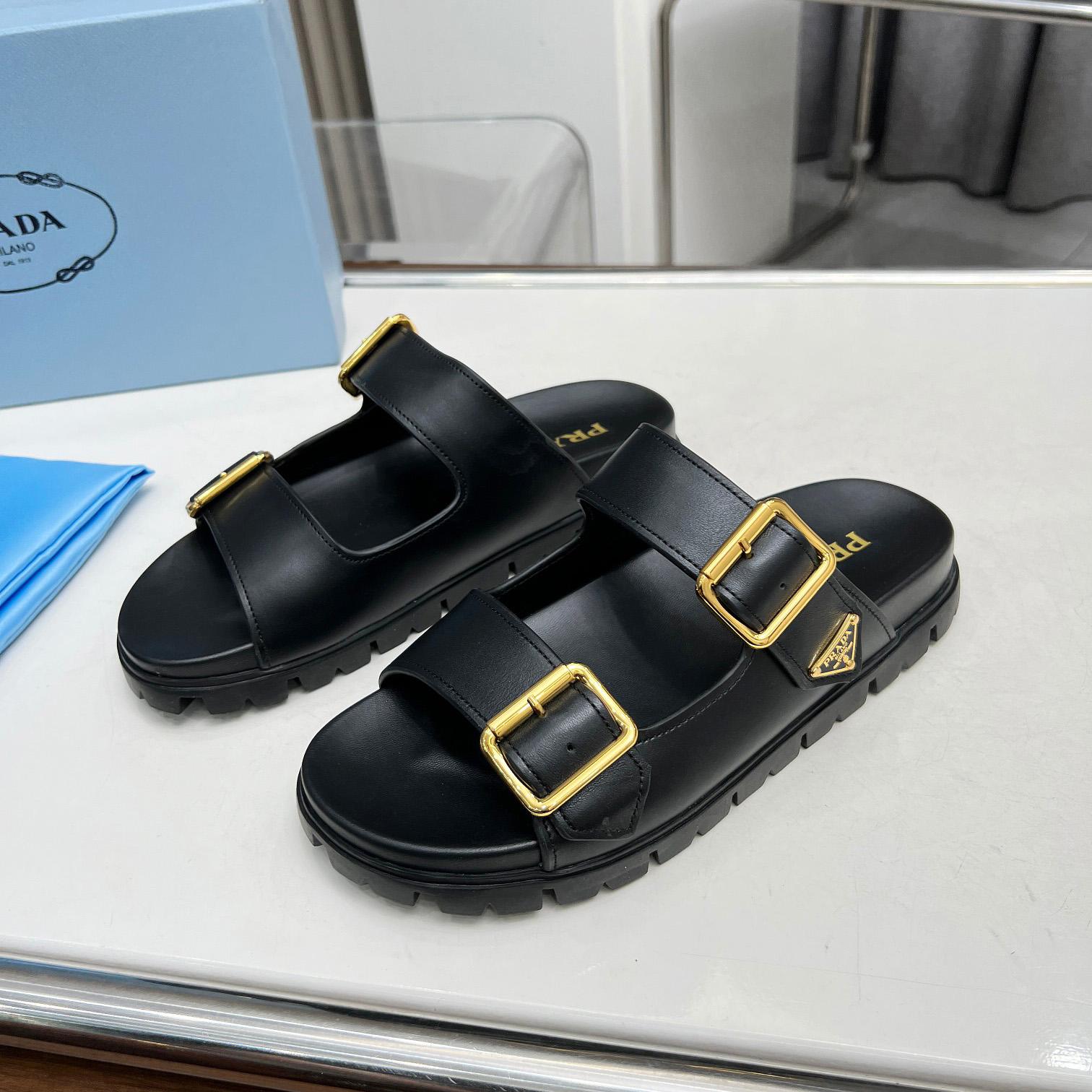 Prada Leather Strap Slides - PerfectKickZ
