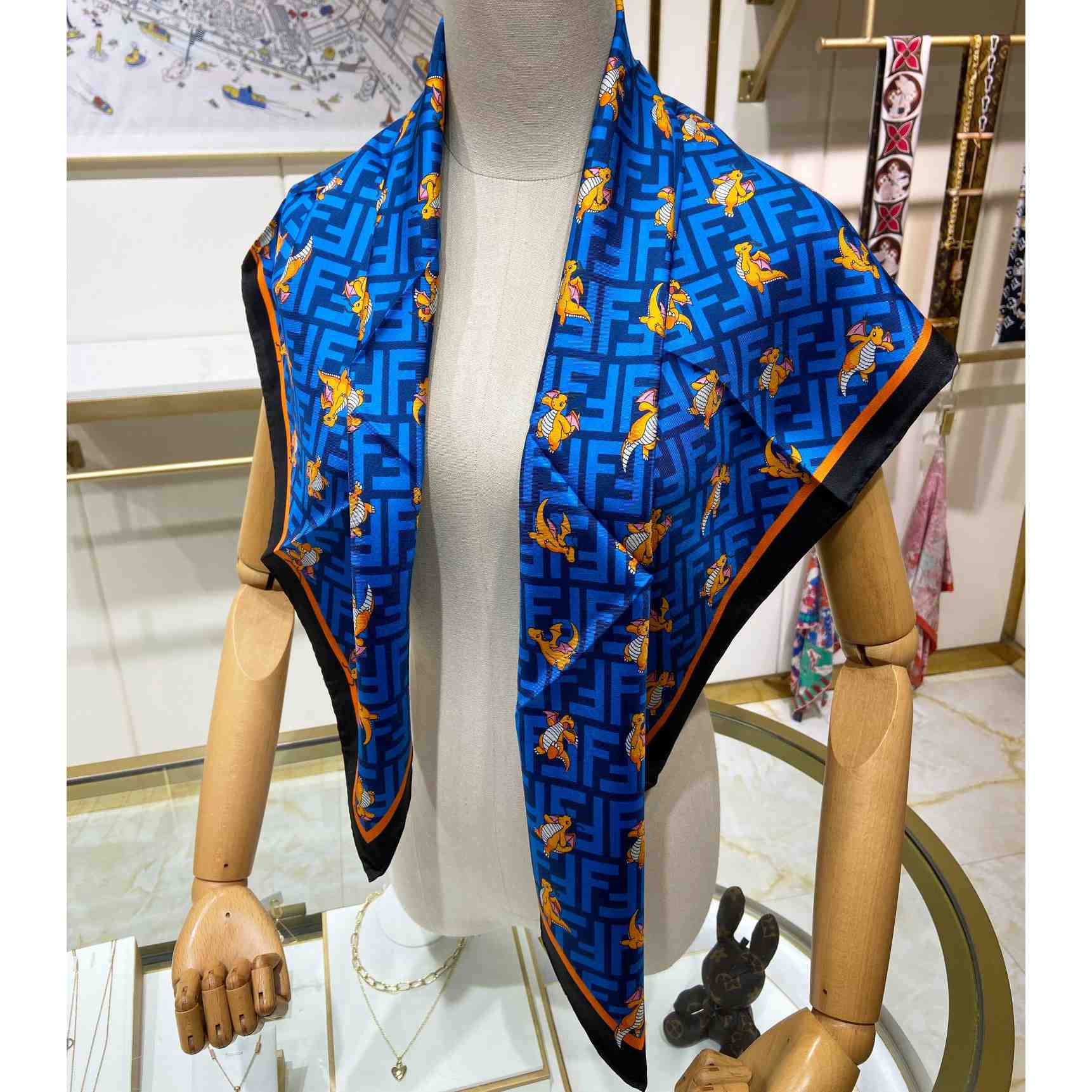 Fendi x FRGMT x Pokemon Silk Foulard   90*90cm - PerfectKickZ