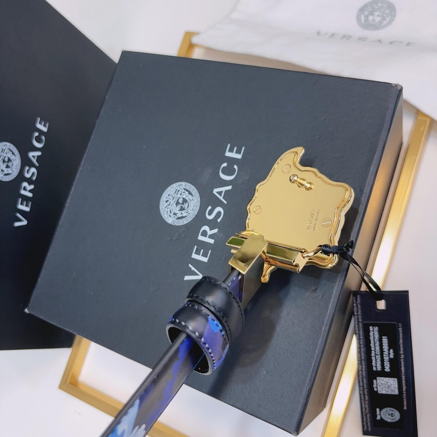 Versace La Medusa Logo-buckle Barocco-print Belt   40mm - PerfectKickZ