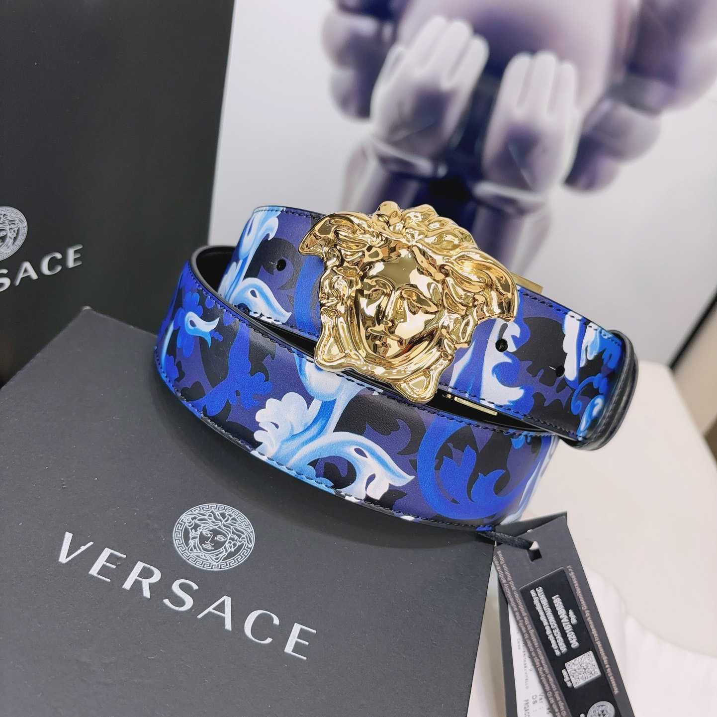 Versace La Medusa Logo-buckle Barocco-print Belt   40mm - PerfectKickZ