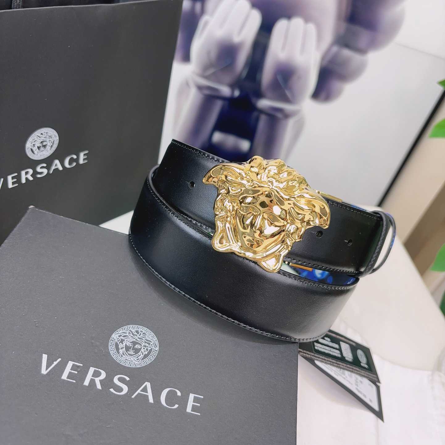 Versace La Medusa Logo-buckle Barocco-print Belt   40mm - PerfectKickZ