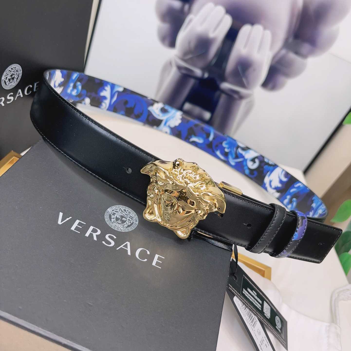 Versace La Medusa Logo-buckle Barocco-print Belt   40mm - PerfectKickZ