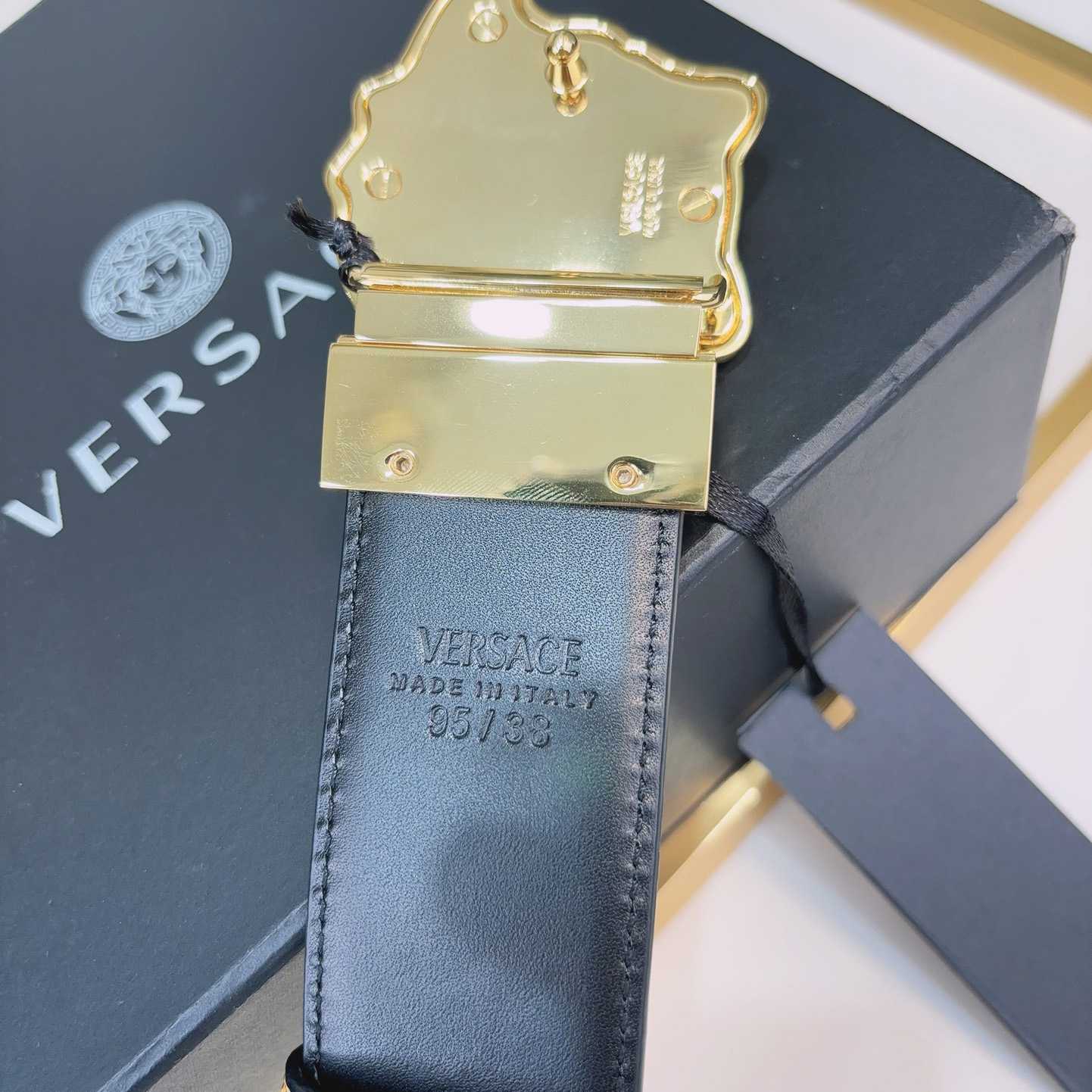 Versace La Medusa Logo-buckle Barocco-print Belt   40mm - PerfectKickZ