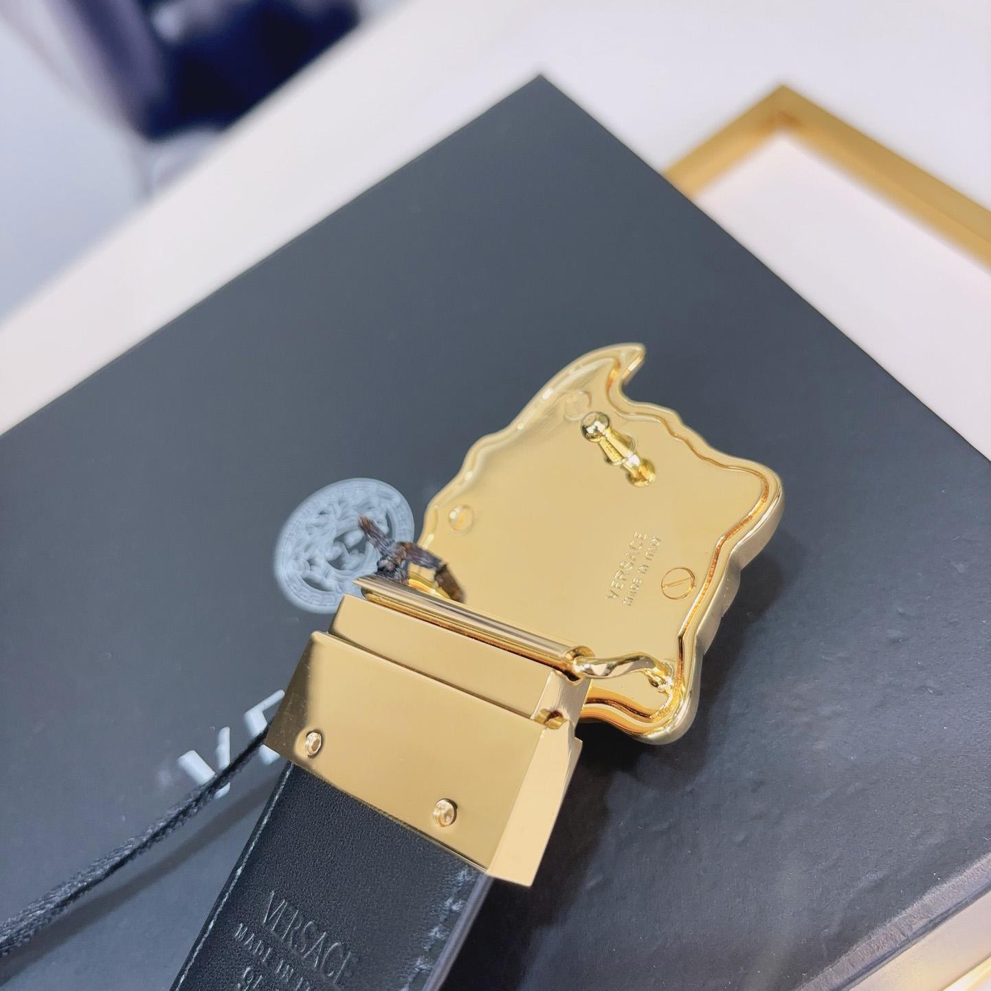 Versace La Medusa Logo-buckle Barocco-print Belt   40mm - PerfectKickZ