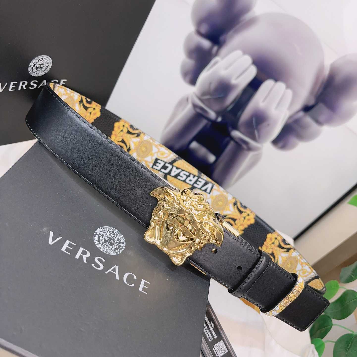 Versace La Medusa Logo-buckle Barocco-print Belt   40mm - PerfectKickZ