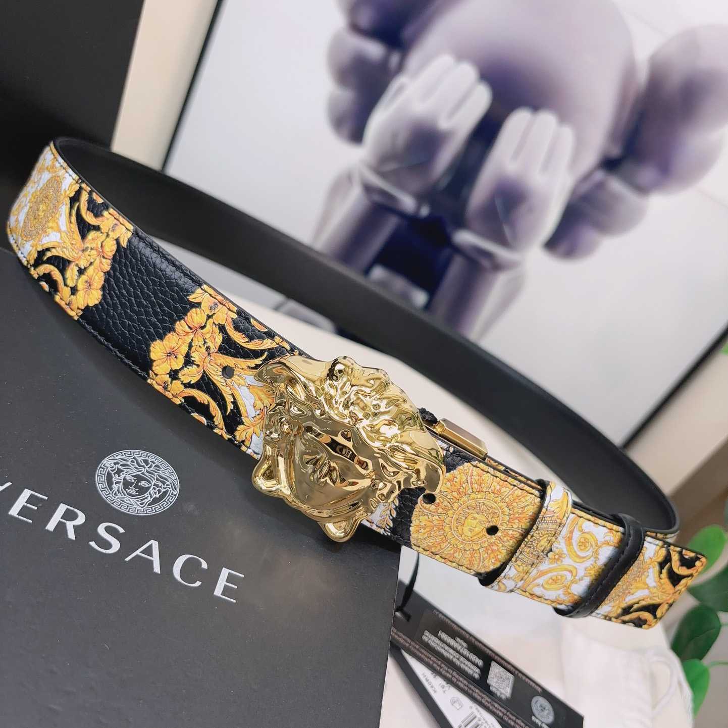 Versace La Medusa Logo-buckle Barocco-print Belt   40mm - PerfectKickZ