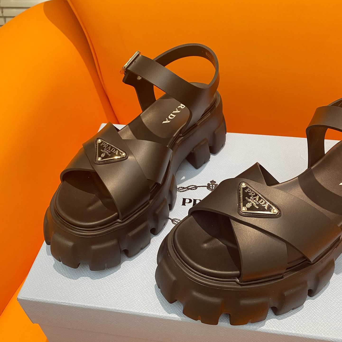 Prada Monolith Rubber Sandals - PerfectKickZ