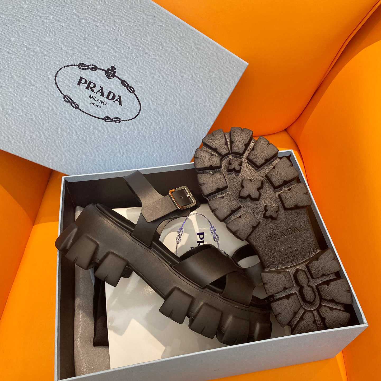 Prada Monolith Rubber Sandals - 