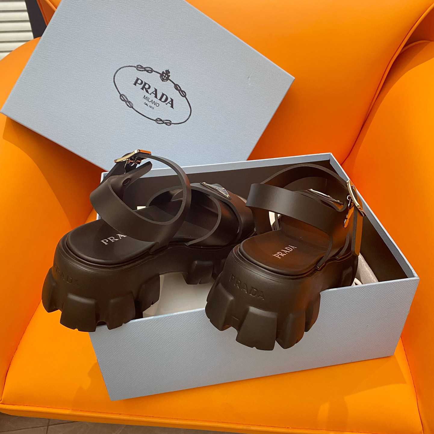 Prada Monolith Rubber Sandals - 