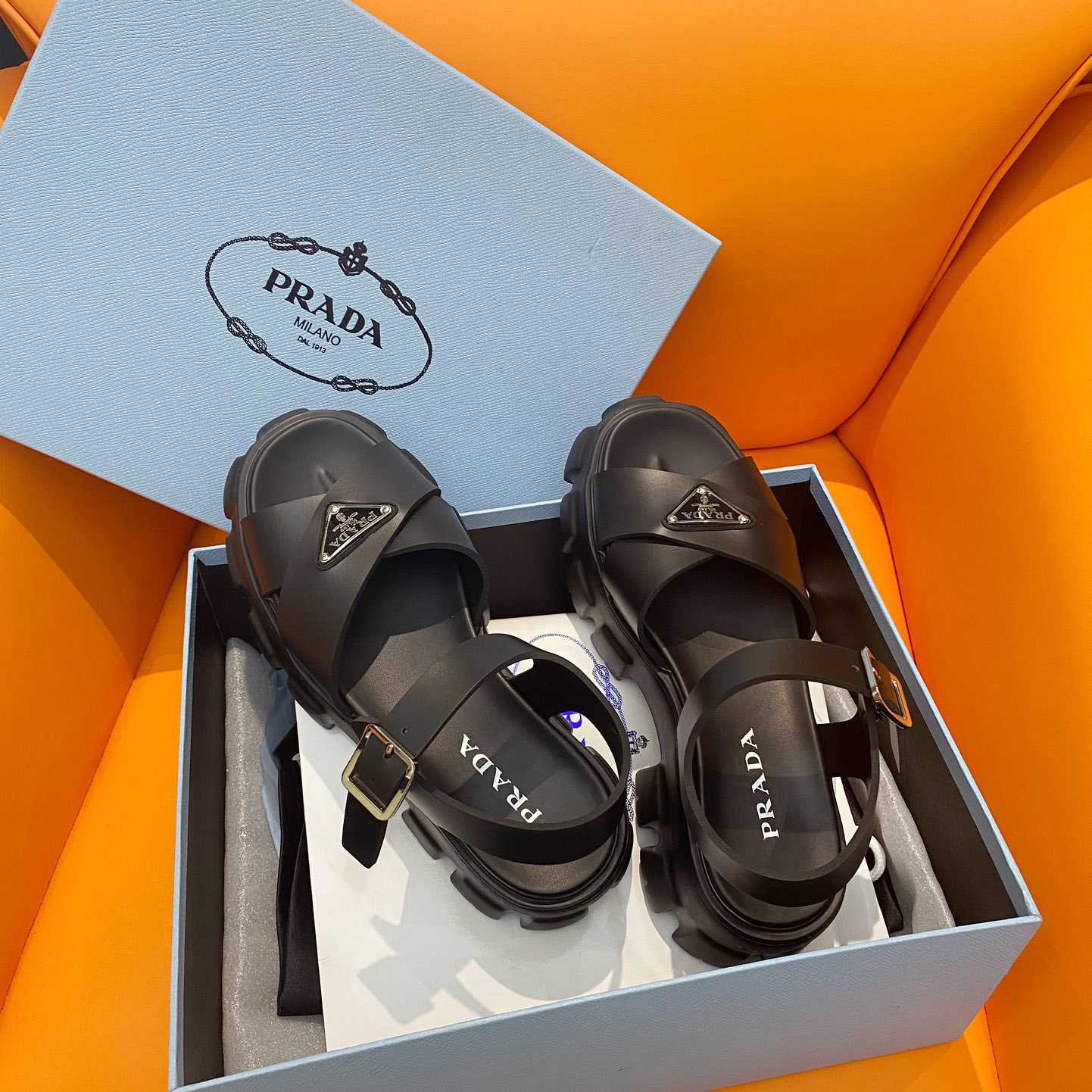 Prada Monolith Rubber Sandals - 