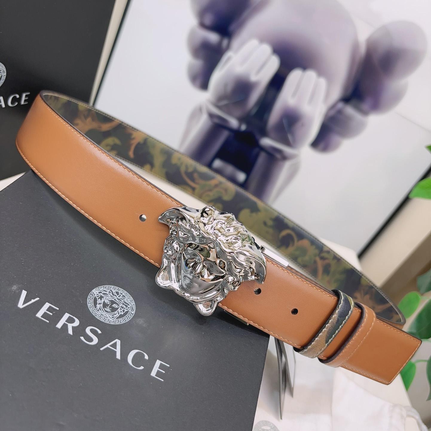 Versace La Medusa Logo-buckle Barocco-print Belt   40mm - PerfectKickZ
