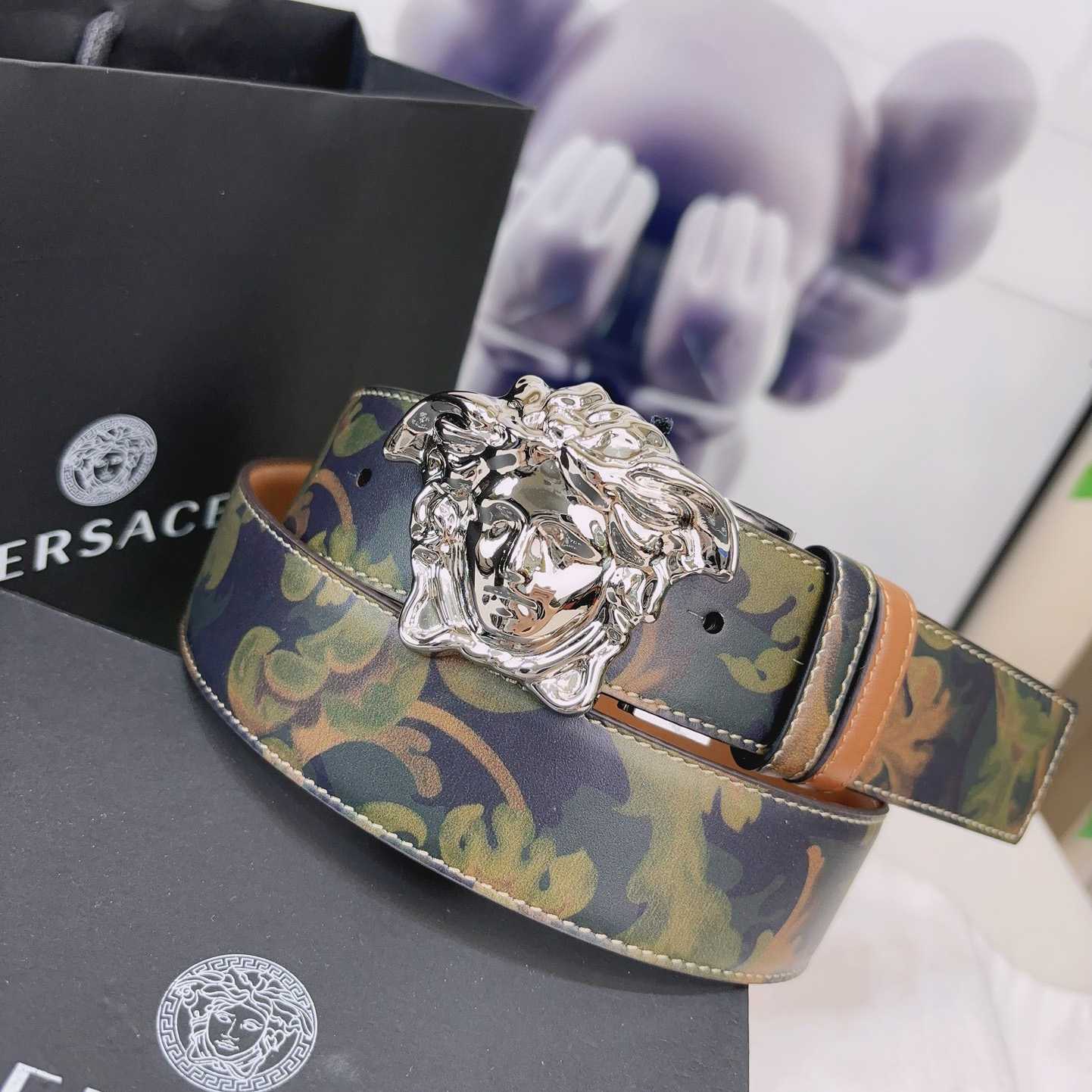 Versace La Medusa Logo-buckle Barocco-print Belt   40mm - PerfectKickZ