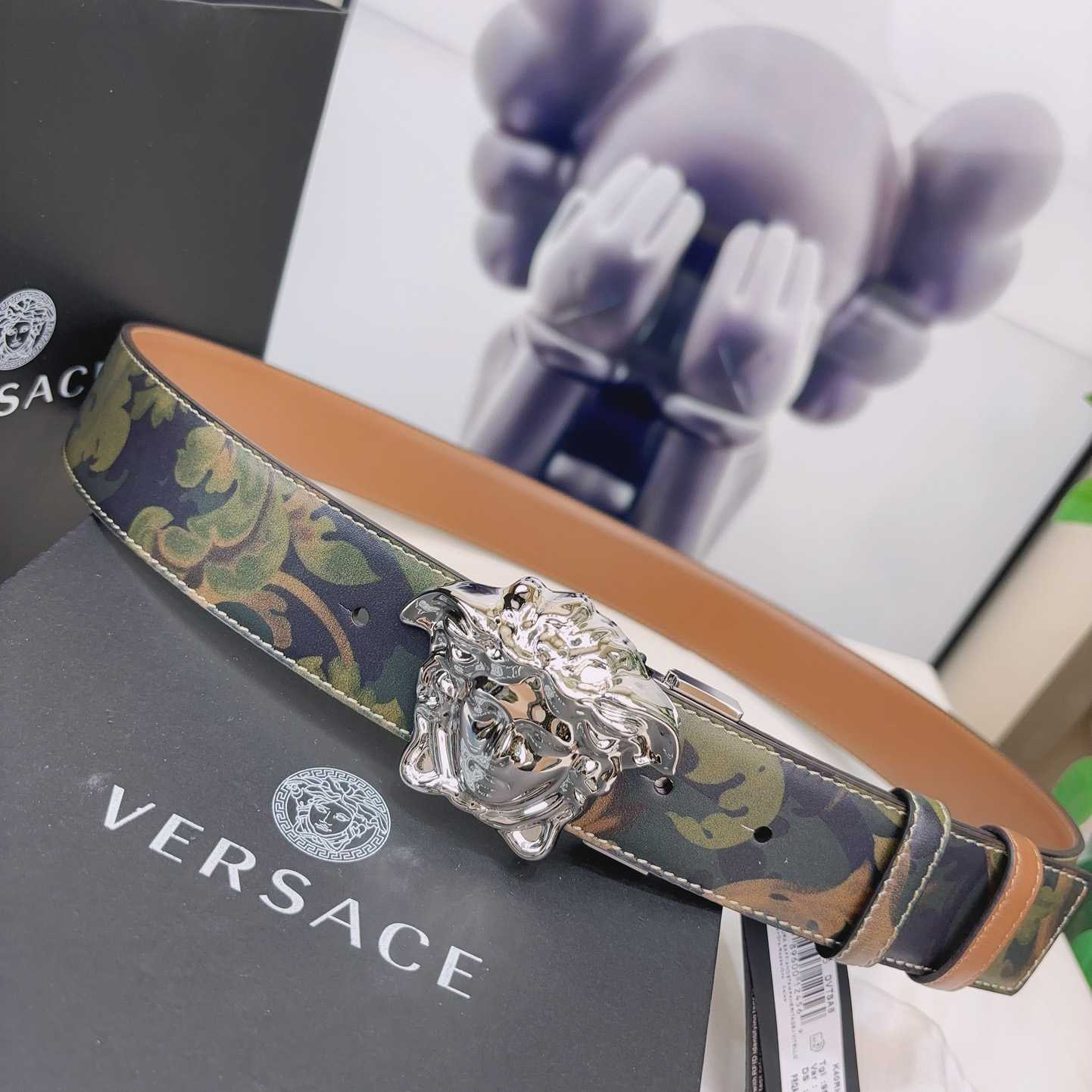 Versace La Medusa Logo-buckle Barocco-print Belt   40mm - PerfectKickZ