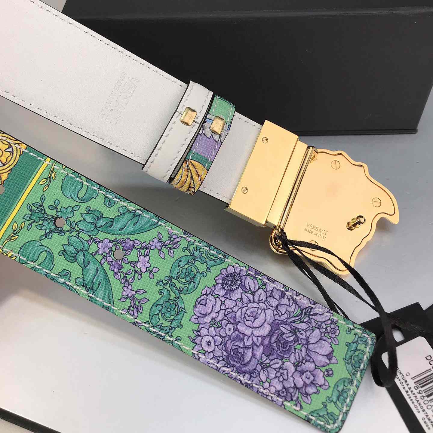 Versace Reversible Barocco Medusa Leather Belt   40mm - PerfectKickZ