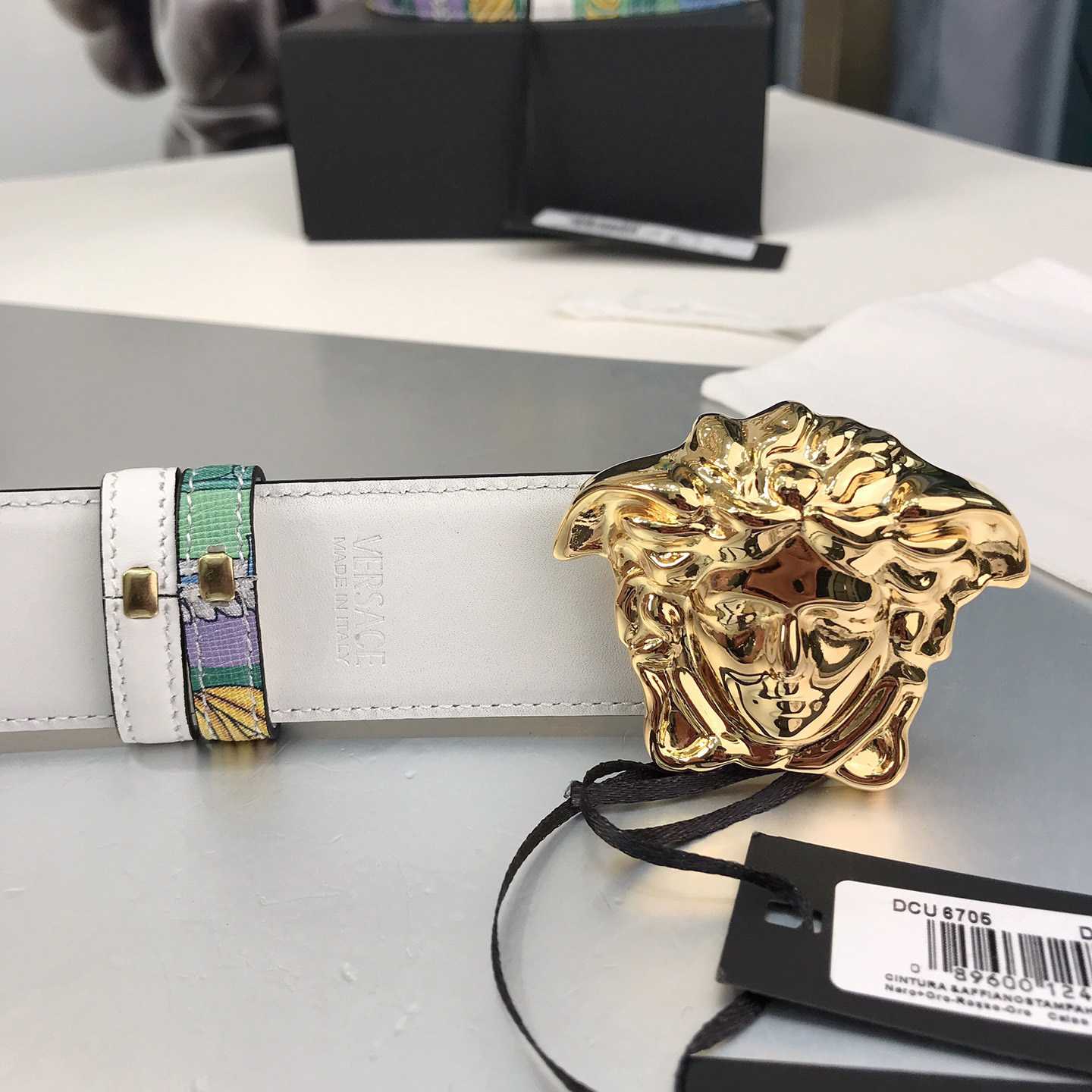 Versace Reversible Barocco Medusa Leather Belt   40mm - PerfectKickZ