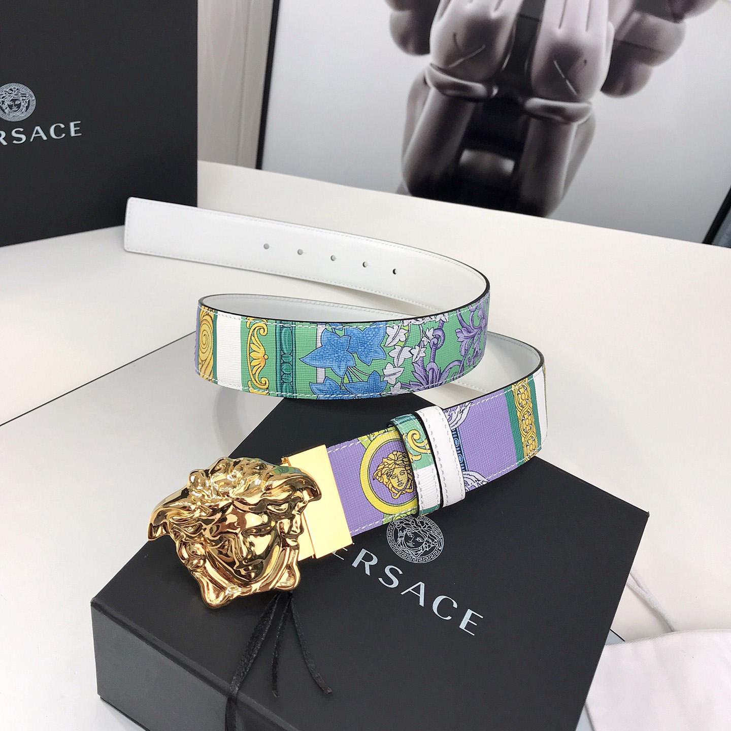 Versace Reversible Barocco Medusa Leather Belt   40mm - PerfectKickZ