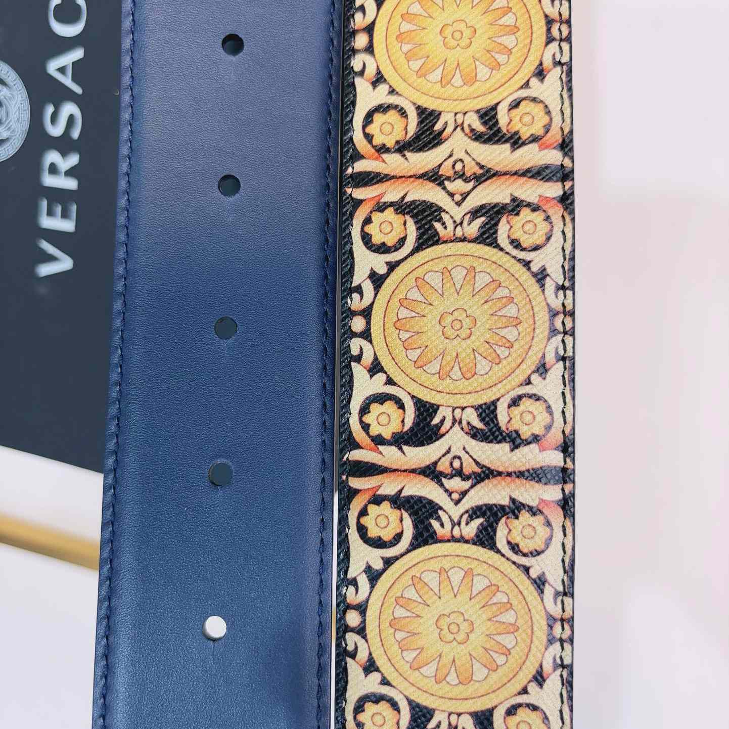 Versace La Medusa Logo-buckle Barocco-print Belt   40mm - PerfectKickZ