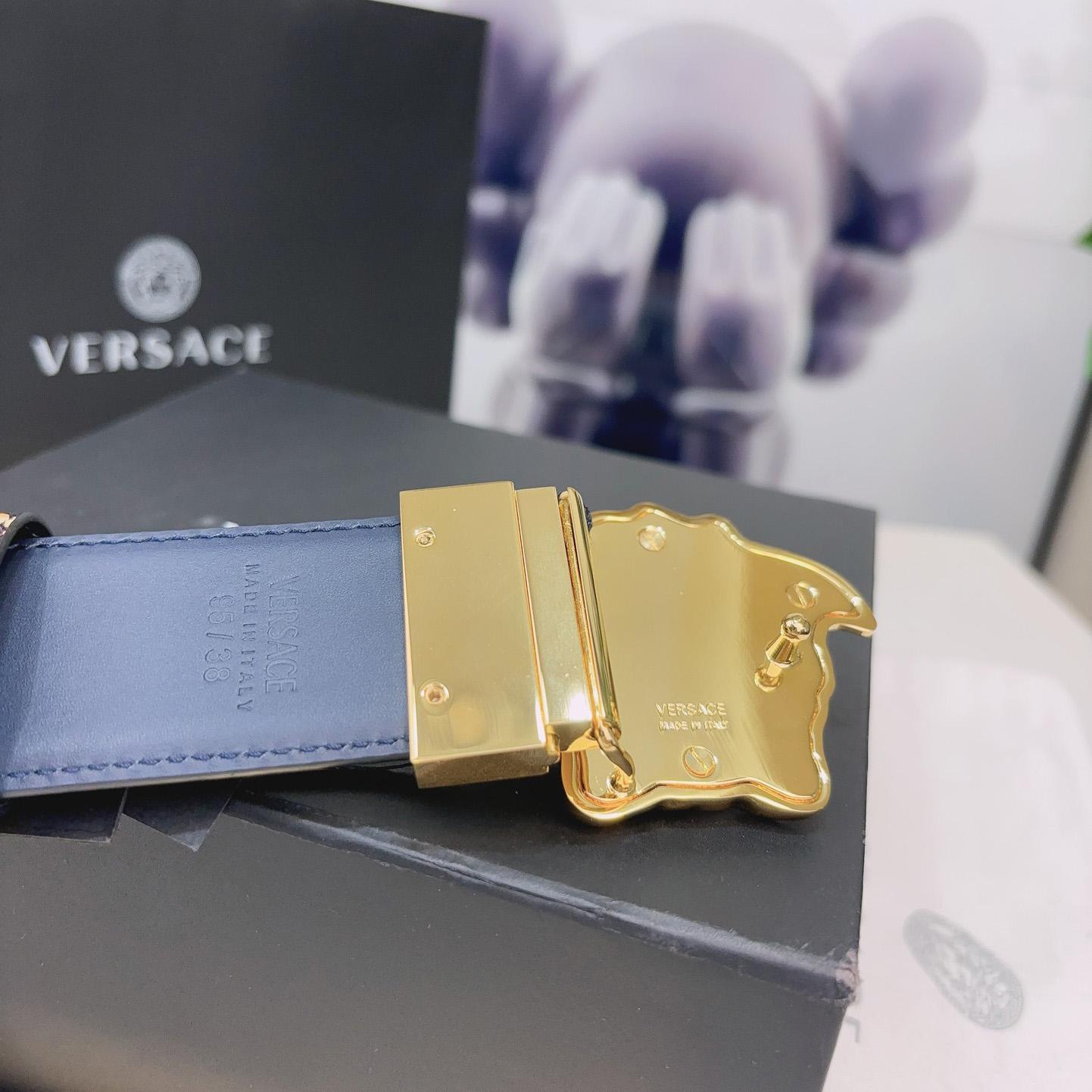 Versace La Medusa Logo-buckle Barocco-print Belt   40mm - PerfectKickZ