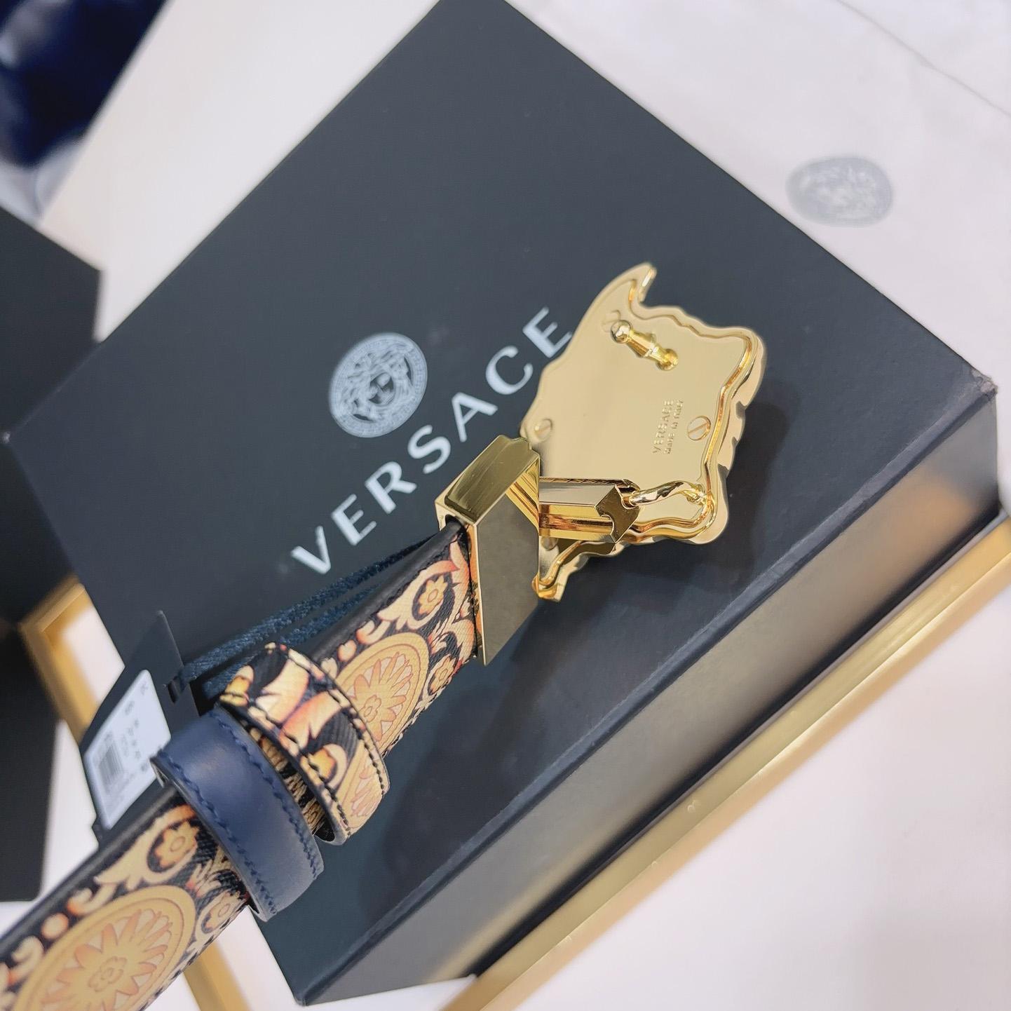 Versace La Medusa Logo-buckle Barocco-print Belt   40mm - PerfectKickZ