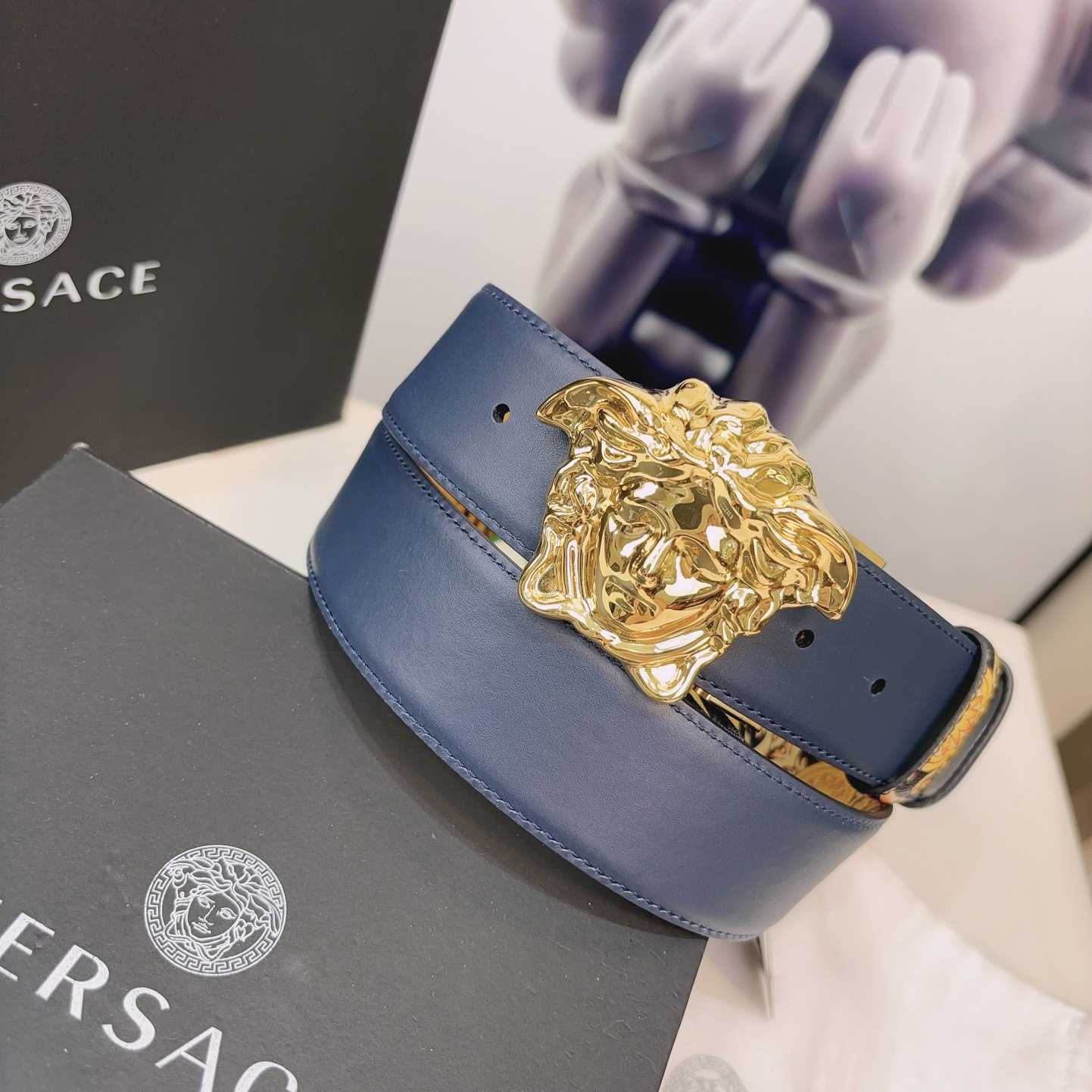 Versace La Medusa Logo-buckle Barocco-print Belt   40mm - PerfectKickZ