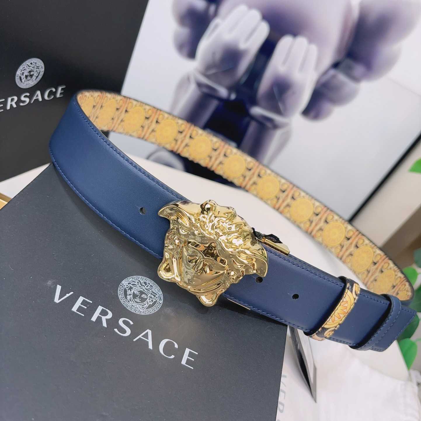 Versace La Medusa Logo-buckle Barocco-print Belt   40mm - PerfectKickZ