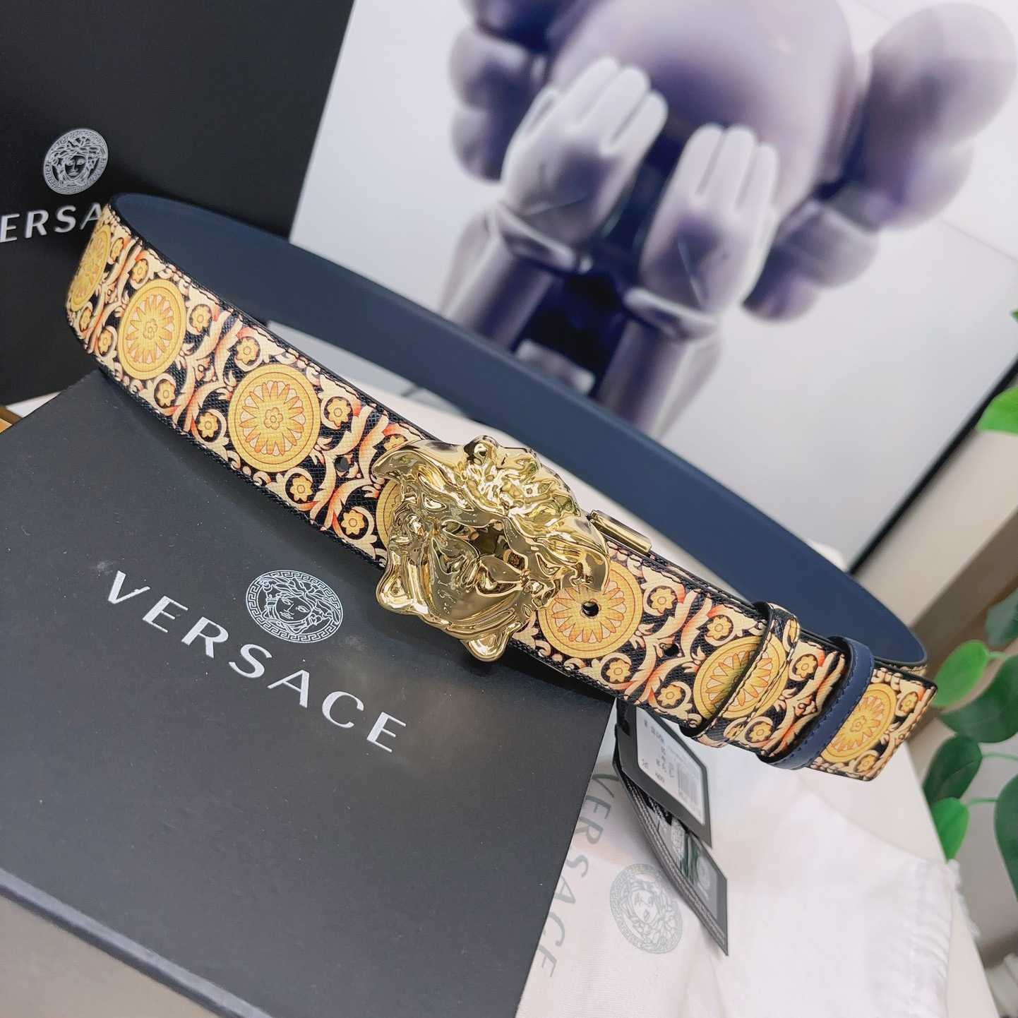 Versace La Medusa Logo-buckle Barocco-print Belt   40mm - PerfectKickZ