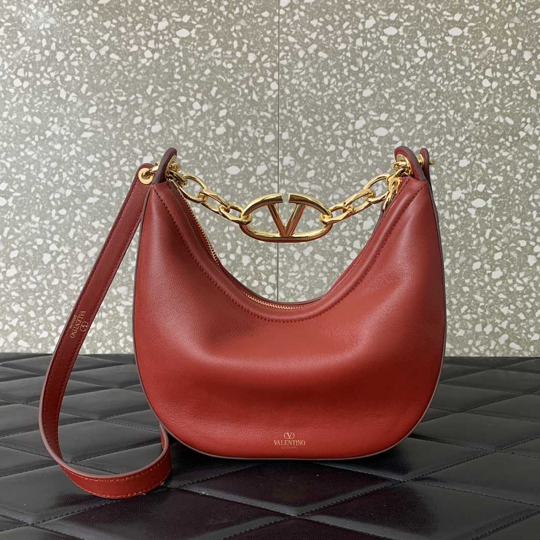 Valenti VLogo Moon Mini Hobo Bag In Nappa Leather With Chain - PerfectKickZ