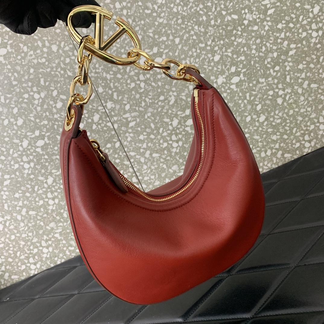 Valenti VLogo Moon Mini Hobo Bag In Nappa Leather With Chain - PerfectKickZ
