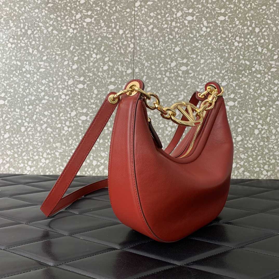 Valenti VLogo Moon Mini Hobo Bag In Nappa Leather With Chain - PerfectKickZ