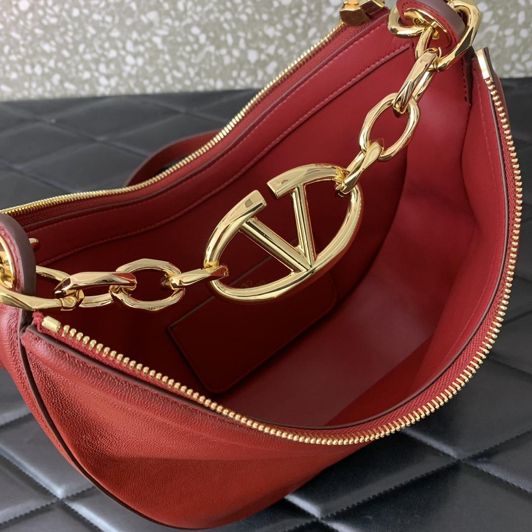 Valenti VLogo Moon Mini Hobo Bag In Nappa Leather With Chain - PerfectKickZ