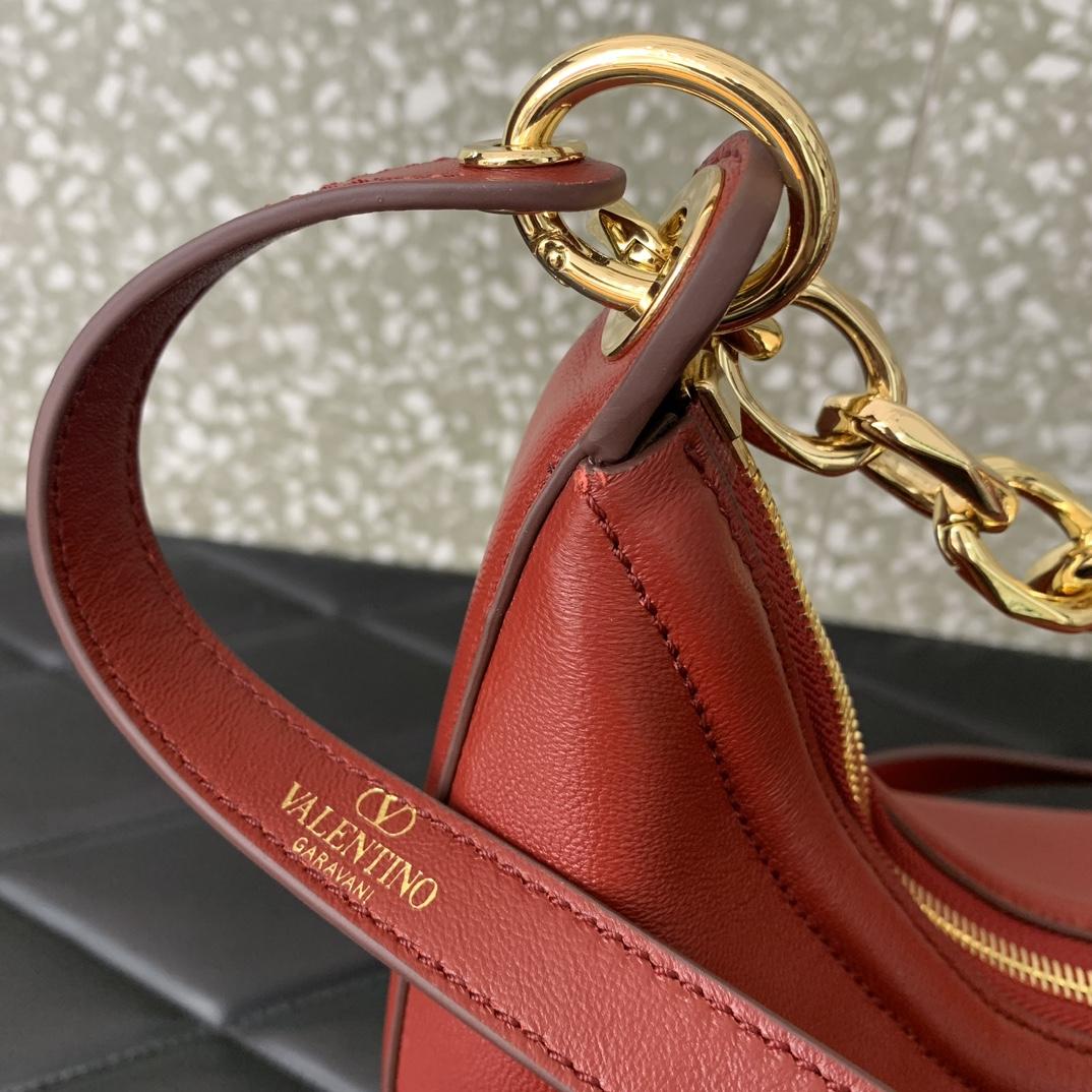 Valenti VLogo Moon Mini Hobo Bag In Nappa Leather With Chain - PerfectKickZ