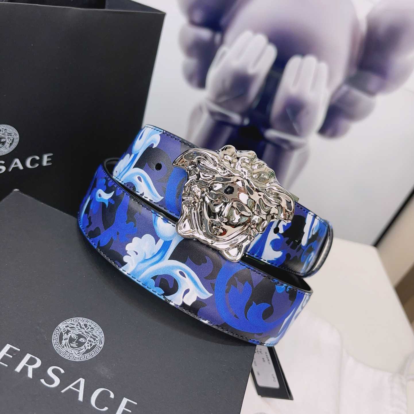 Versace La Medusa Logo-buckle Barocco-print Belt   40mm - PerfectKickZ