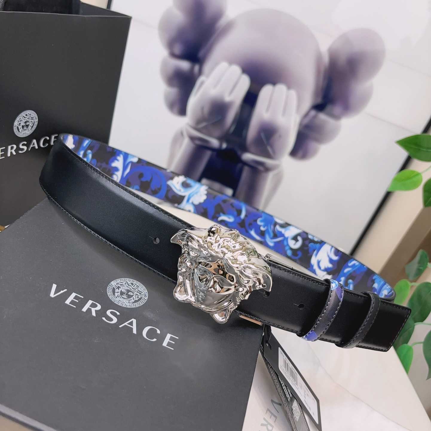 Versace La Medusa Logo-buckle Barocco-print Belt   40mm - PerfectKickZ