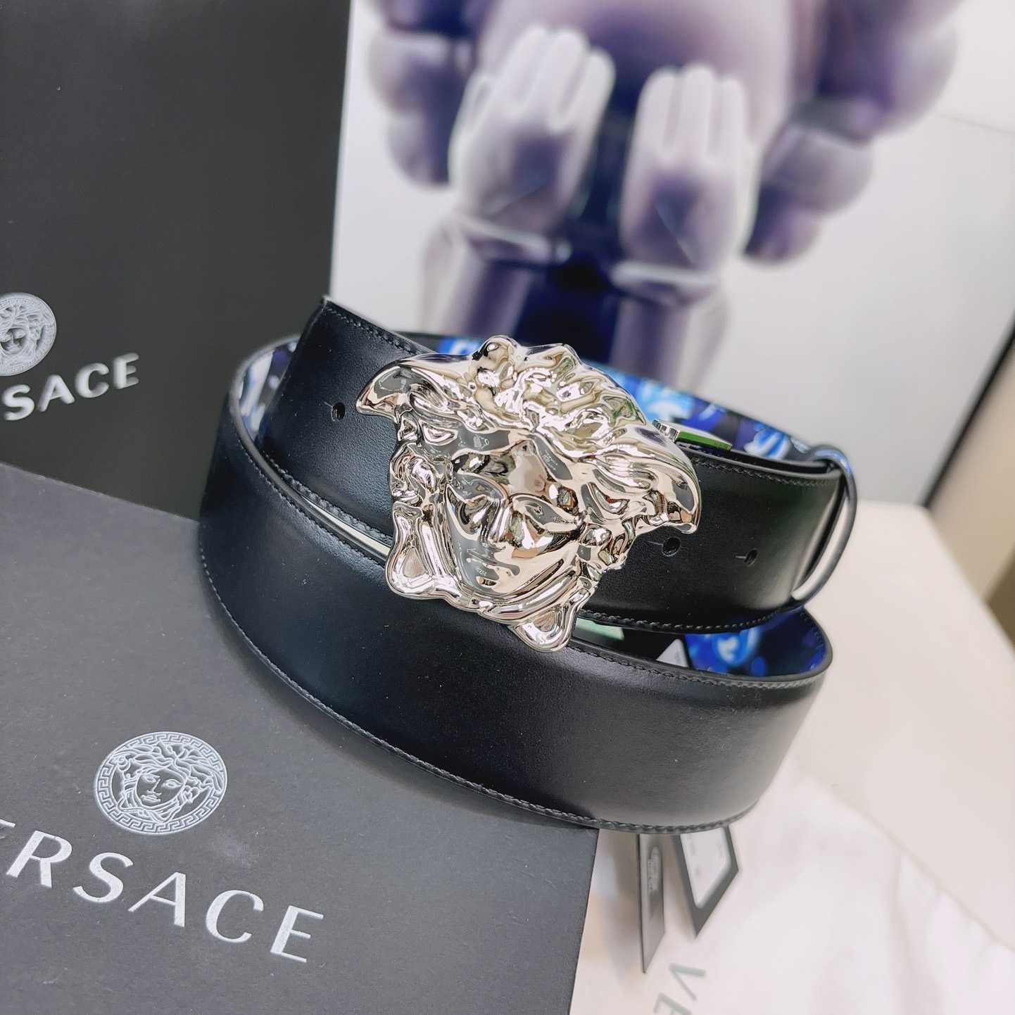 Versace La Medusa Logo-buckle Barocco-print Belt   40mm - PerfectKickZ